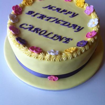 A Feminine Flower Themed Birthday Cake