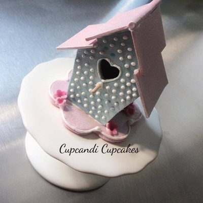 Miniature 3D Bird House Cupcake Topper