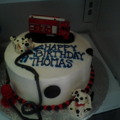 Bc On Vanilla Cake Dogs Hydrant Amp Hose Made Out Of Modeling Chocolate Fire Truck Real