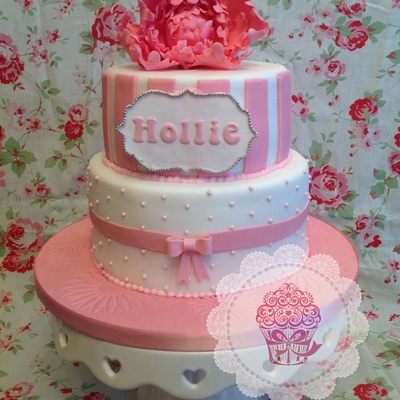 Peonie Christening Girls Cake