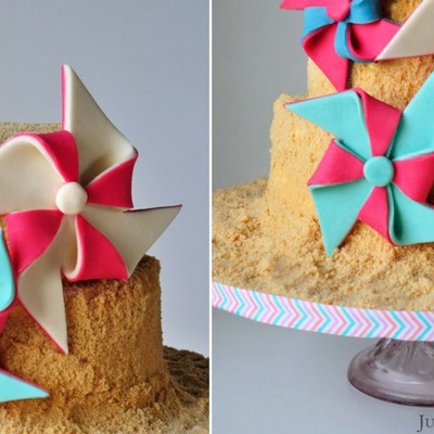 Raspberry Ripple Sandcastle Cake