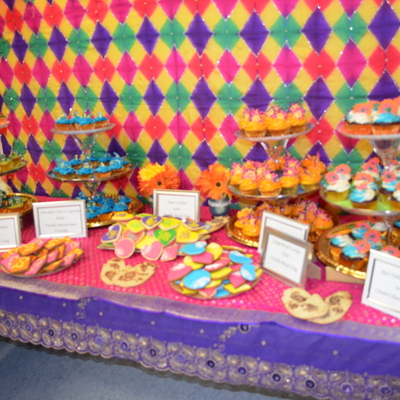 Dessert Table Setup Made For My Sisters Mehndi An Assortment Of Different Flavored Cupcakes Mango Red Velvet Lemon And Cherry Chocolate