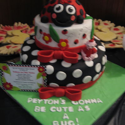 Lady Bug Baby Shower Cake Next To Its Inspiration The Invitation