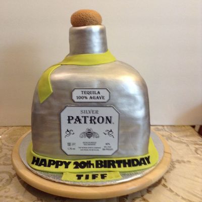 Patron Bottle Birthday Cake The Bottle Is All Cake The Cork Is Fondantgum Paste Its A Sour Cream Pound Cake Covered In Bc Amp Fondant