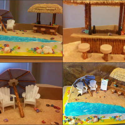 Tiki Cake Ever Thing On This Cake Is Edible The Adirondack Chairs Are Made Out Of Gumpaste Glued Together With White Chocolate The Tiki B