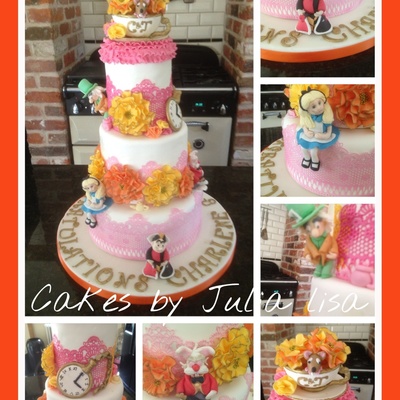Alice In Wonderland Themed Wedding Cake