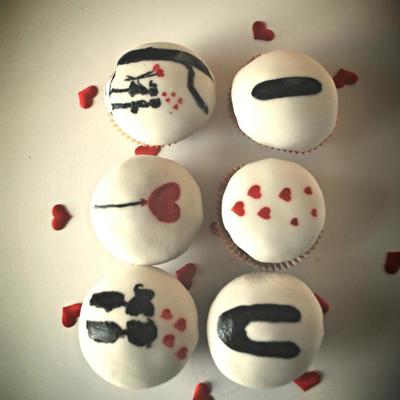 Black Color Drawing Chocolate Cupcake For Valentines Day