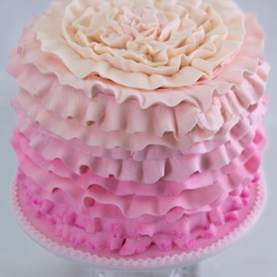 Pink Ombre Ruffle Cake