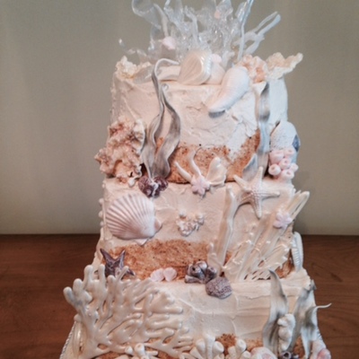 Beach Themed Bridal Shower Cake