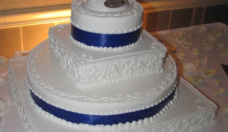 Apple Green And Royal Blue Wedding Cake - CakeCentral.com