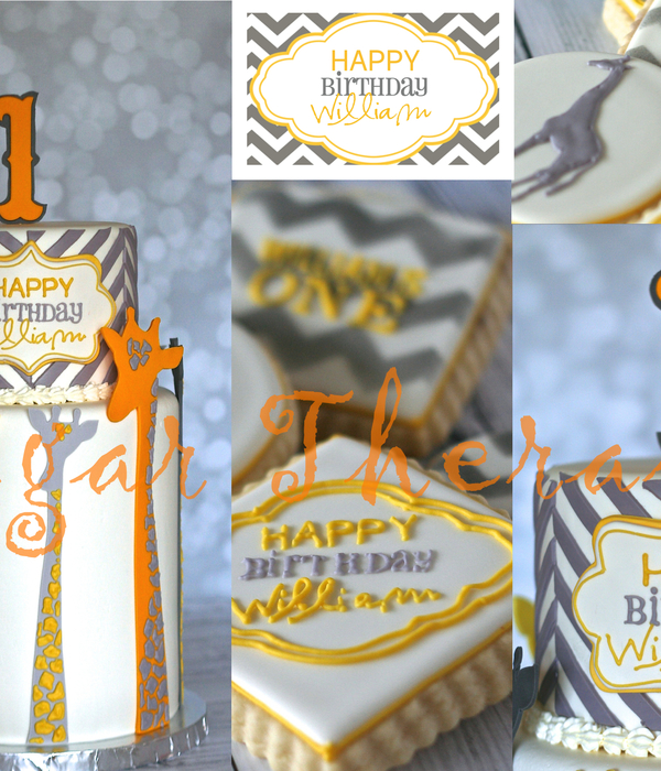 Giraffe Chevron Cake With Matching Cookies