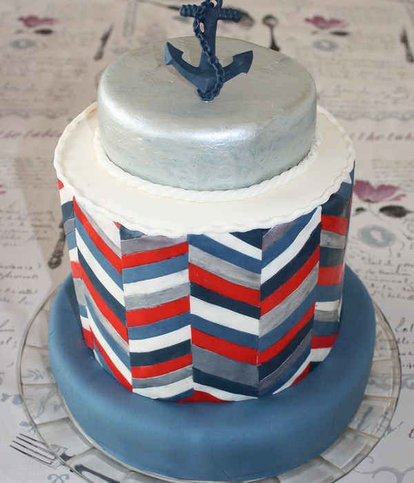 Chevron Doublebarrel Navy Cake