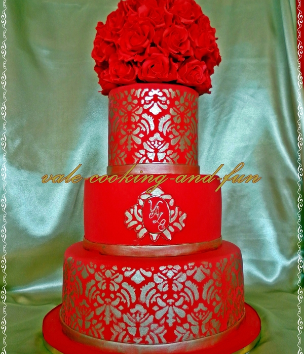 My First 3 Tier Cake In Red And Gold