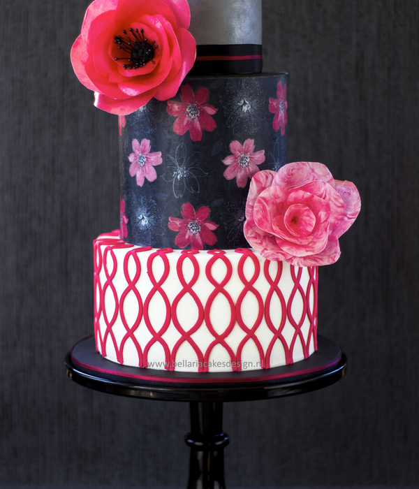 Sweet Sixteen Birthday Cake With Bright Pink Wafer Paper...