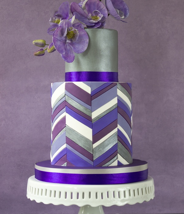 Purple Chevron Double Barrel Cake