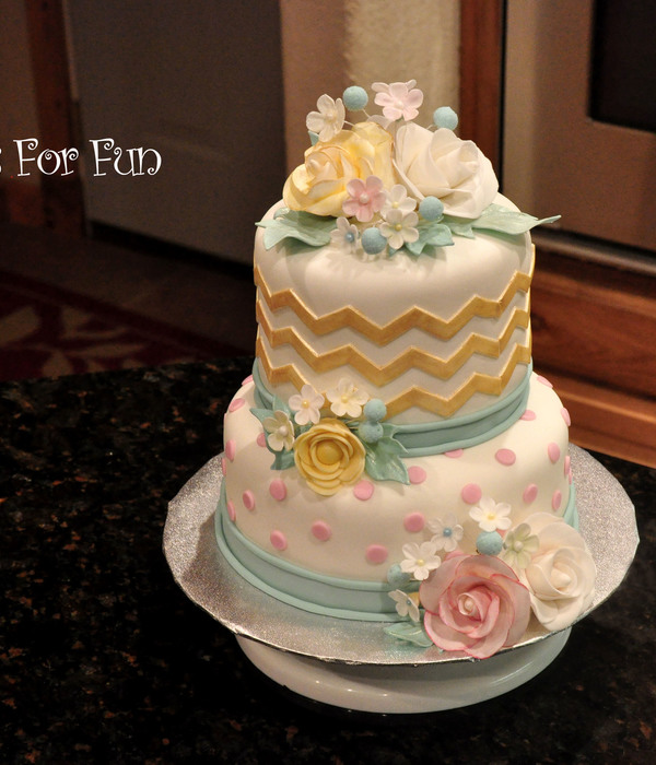 Chevron And Floral All Occasion Cake
