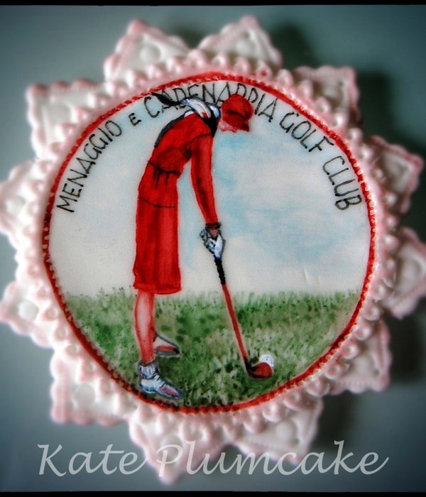 Free Hand Painted Cake Topper Golf Themed Made Of Fondant