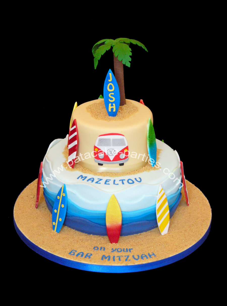 Surfboard & Camper Van Bar Mitzvah Cake