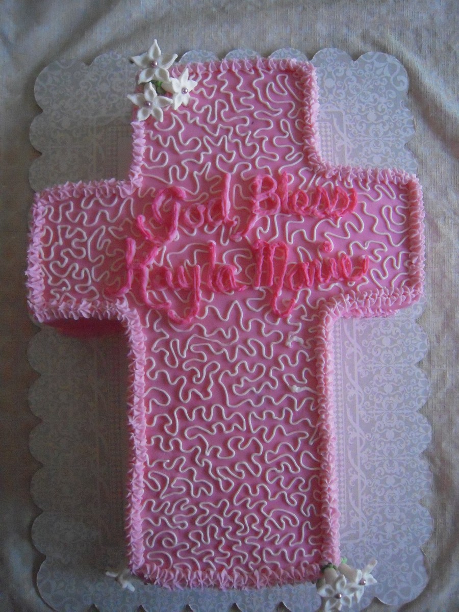Pink Baptism Cake - CakeCentral.com