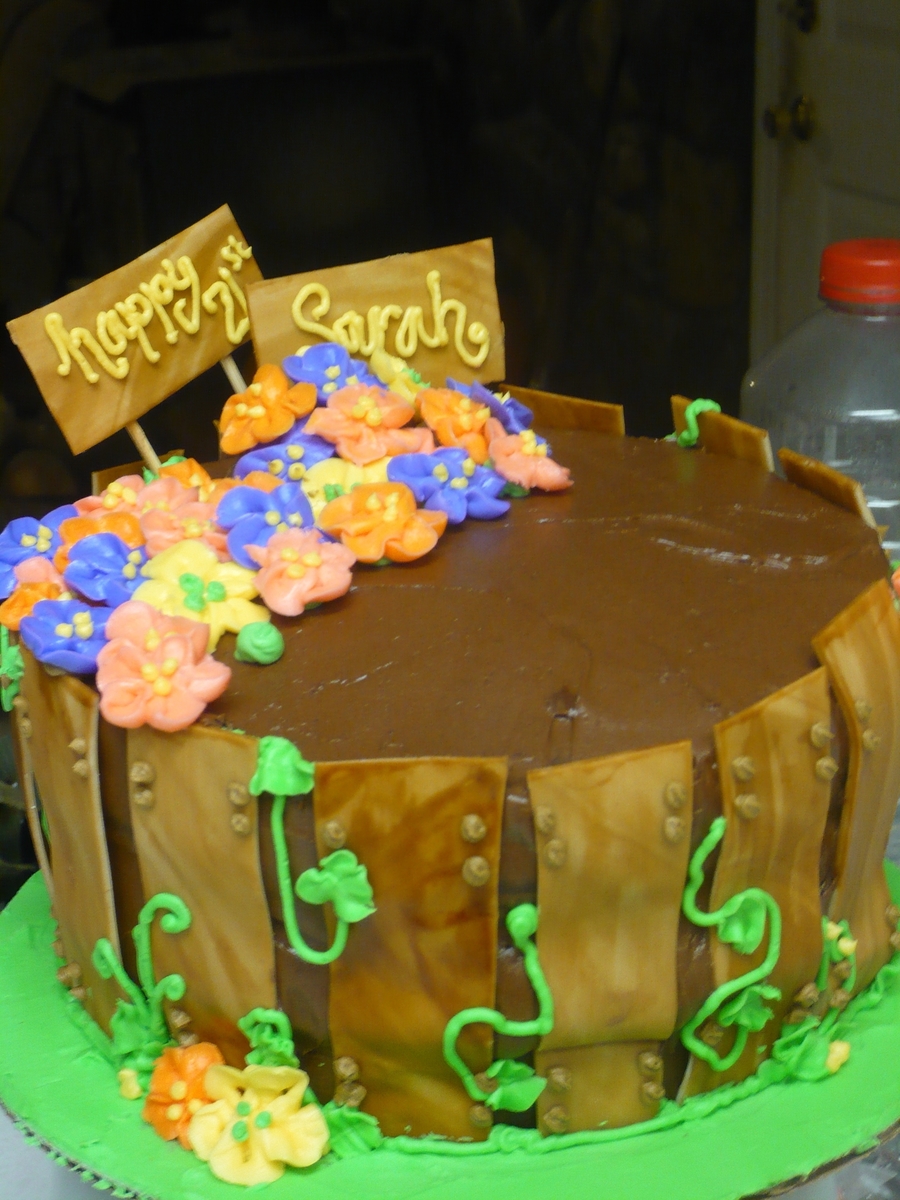 Bucket Of Flowers Cake