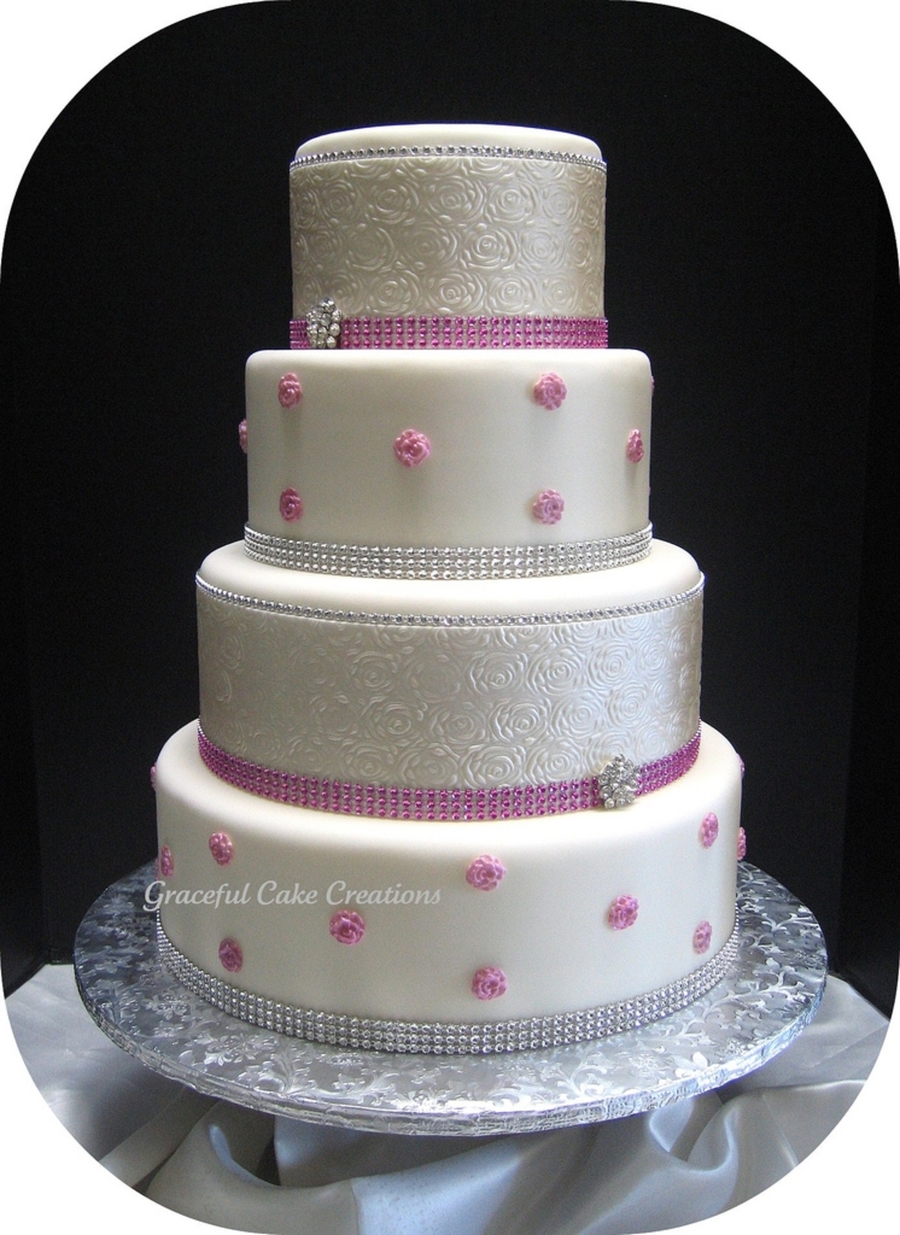Embossed Rose Wedding Cake