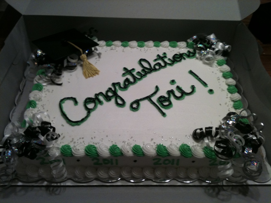 Green & White Graduation - CakeCentral.com