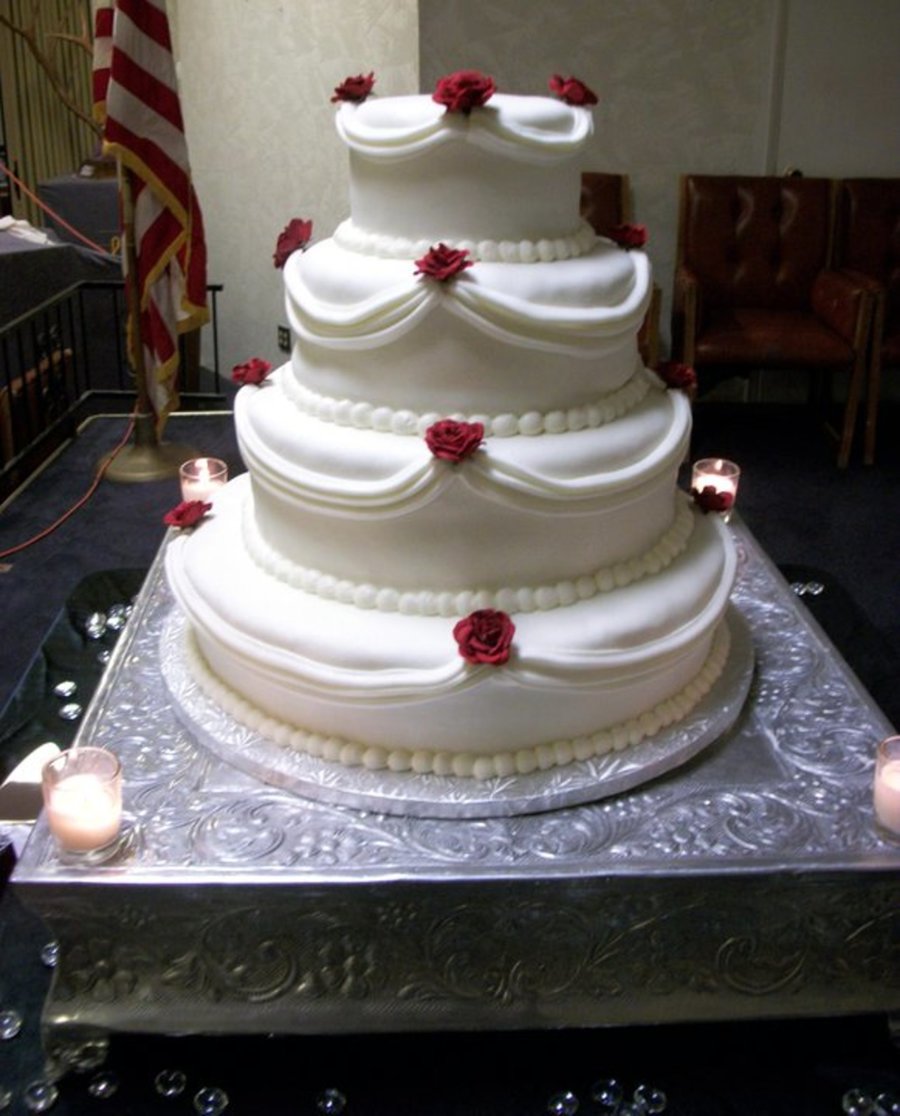 Fondant Swags W/ Red Roses