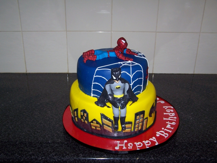 SpiderMan And Batman Cake