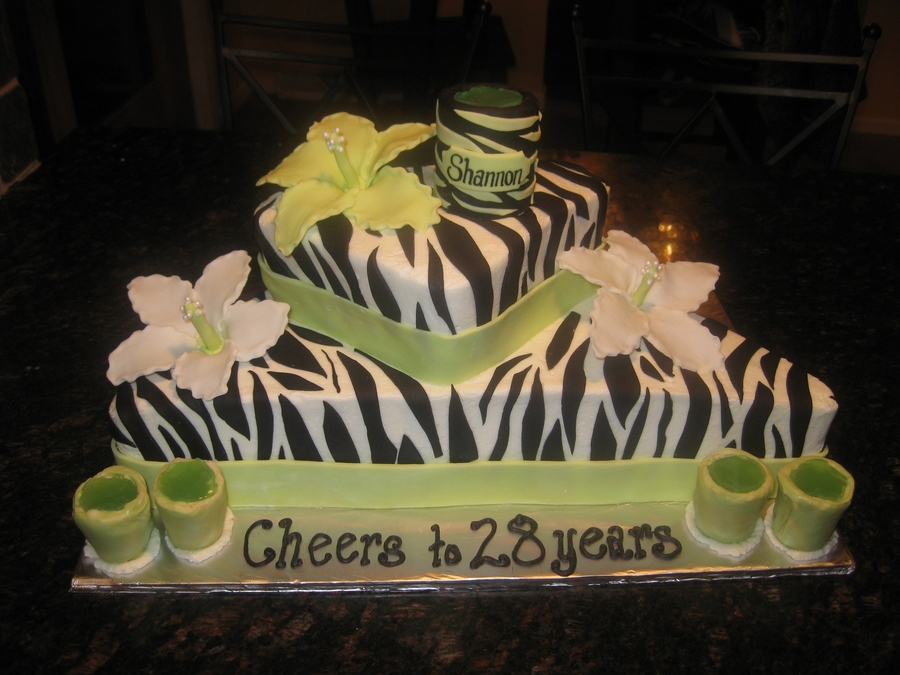Black & White Zebra Cake With Edible Shot Glasses