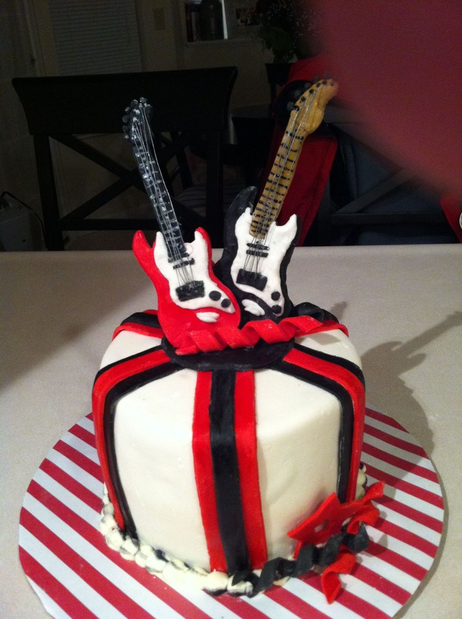 Guitar Cake For A Friends Husband The Guitars Are Fondant With