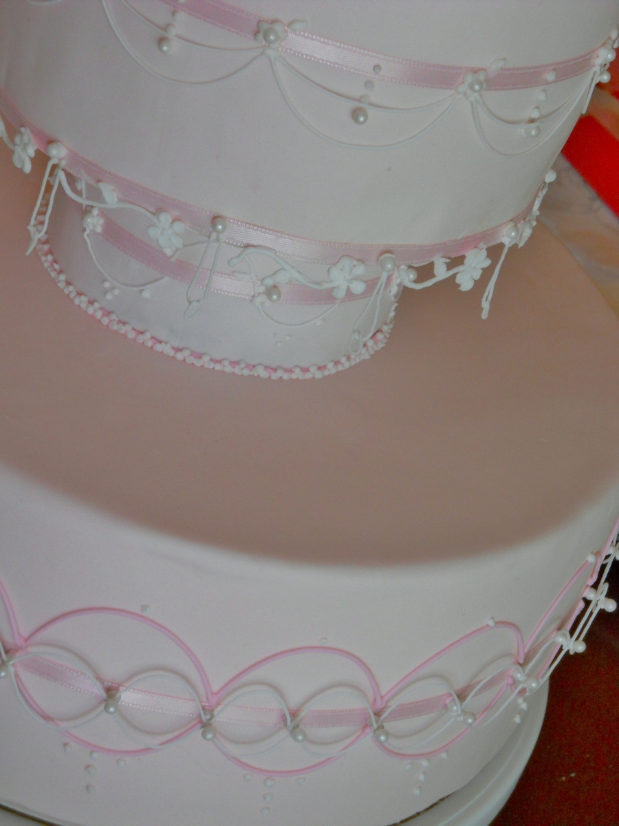 Pink Oriental Stringwork Drop String Cake