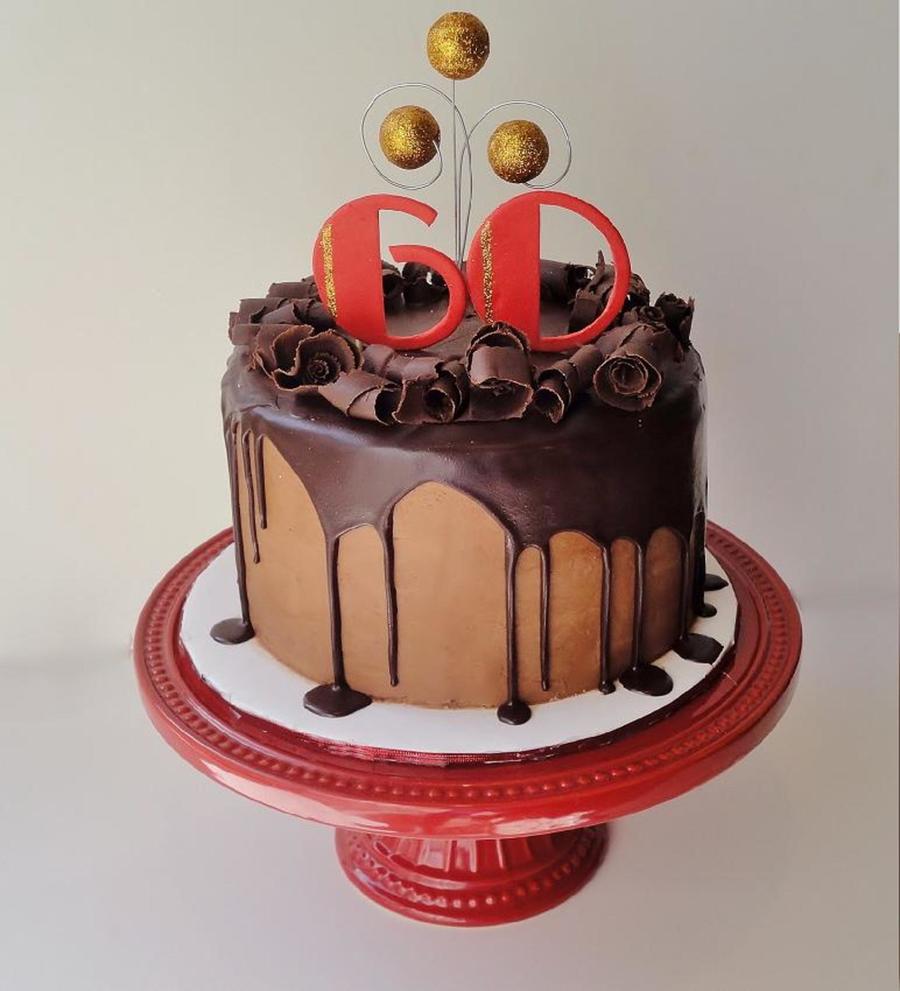 60Th Birthday Cake For A Man 8 French Vanilla Cake With Chocolate Buttercream Frosting A ...