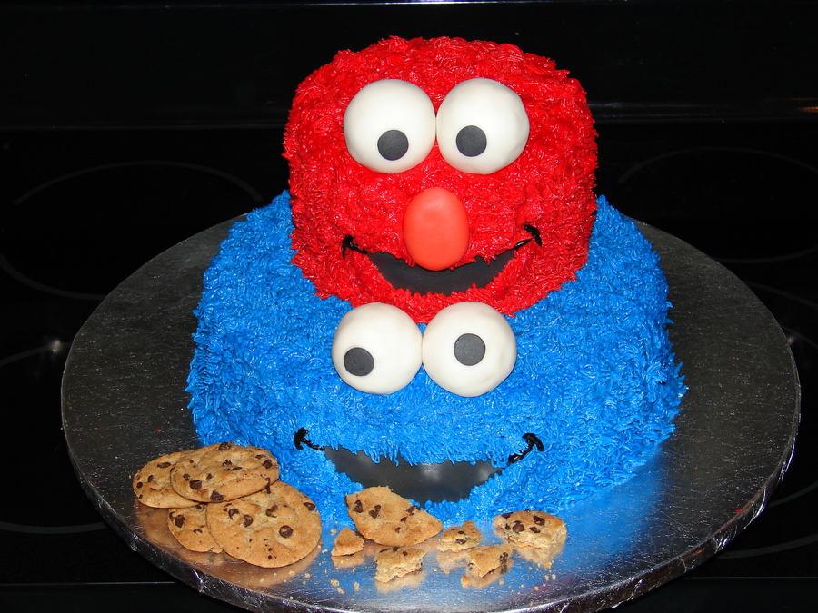 Elmo And Cookie Monster Cake CakeCentral