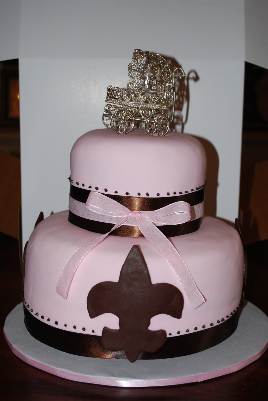 Fleur De Lis Baby Shower Cake