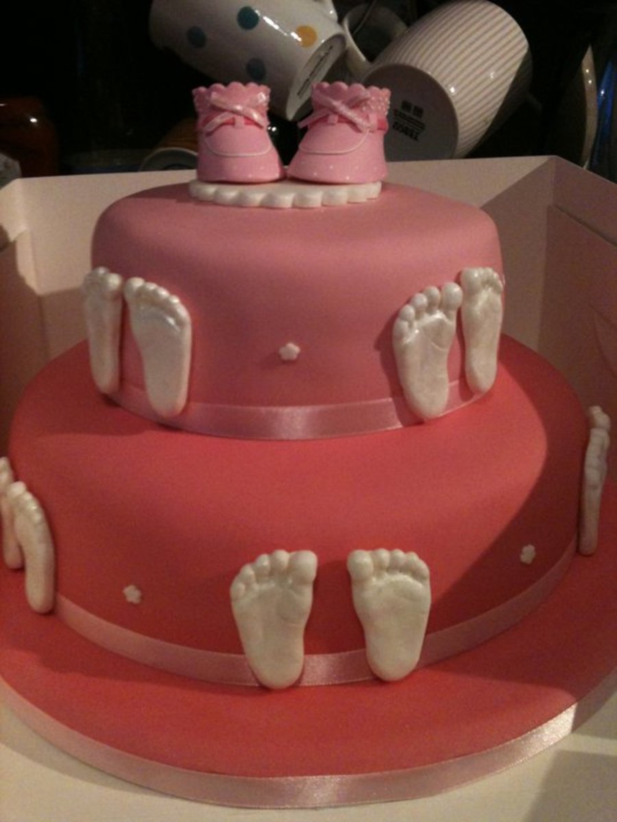 Footprints Christening Cake