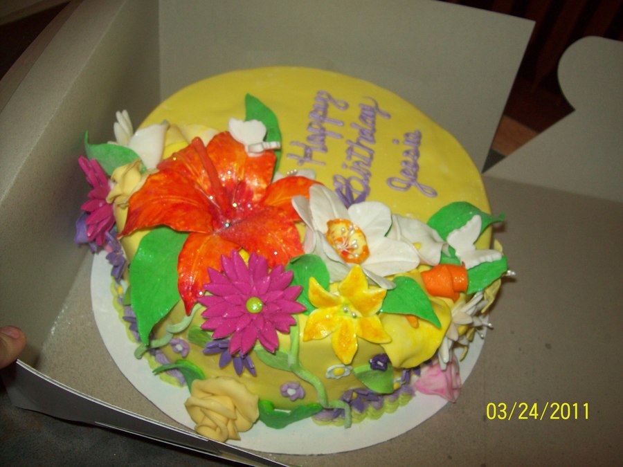 Spring Flowers Birthday Cake