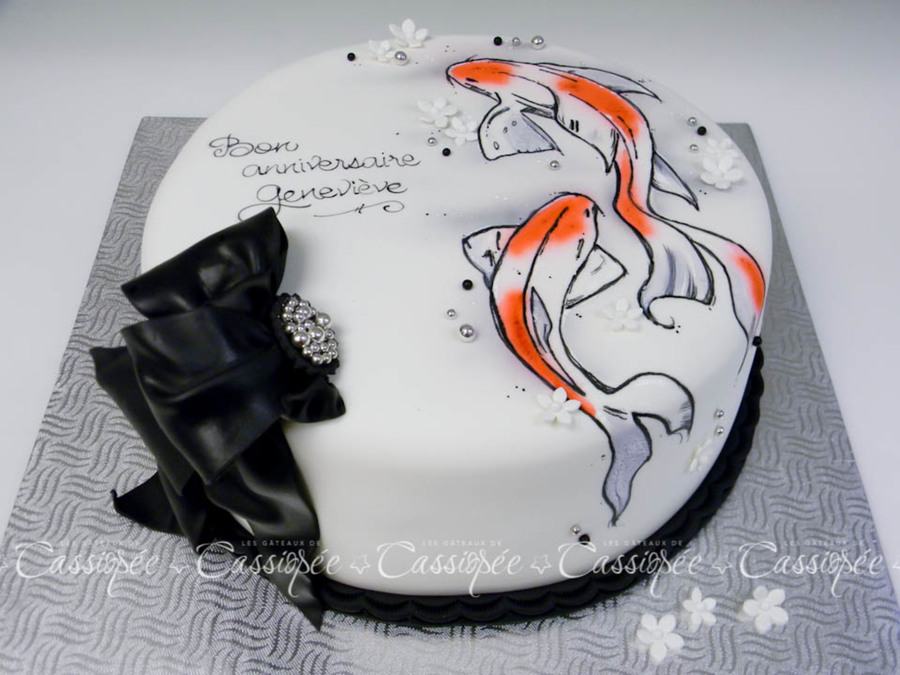 Handpainted Koi Fish Cake Cakecentral Handpainted Koi Fish Cake Cakecentral
