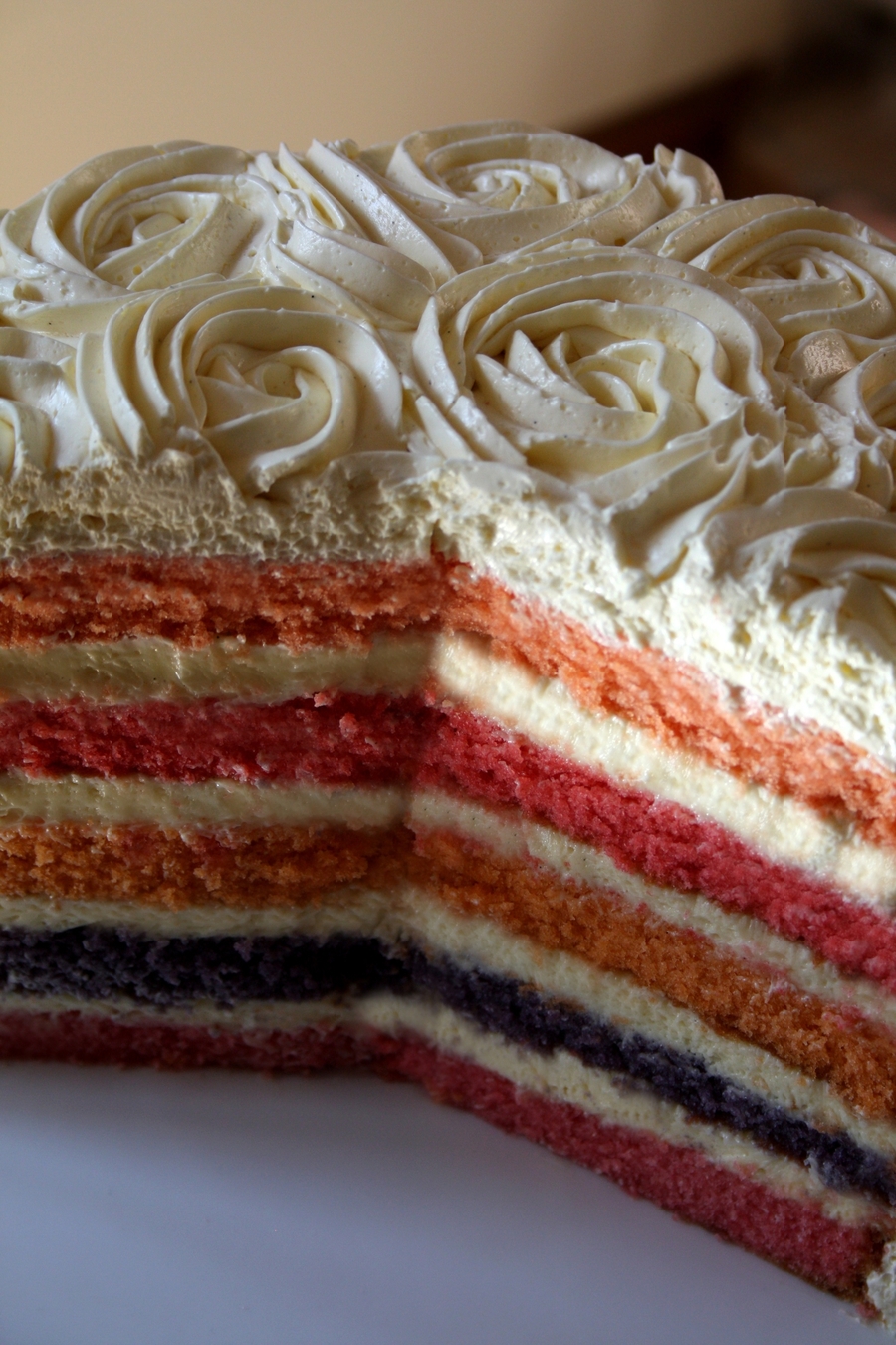Rose Frosting Rainbow Cake