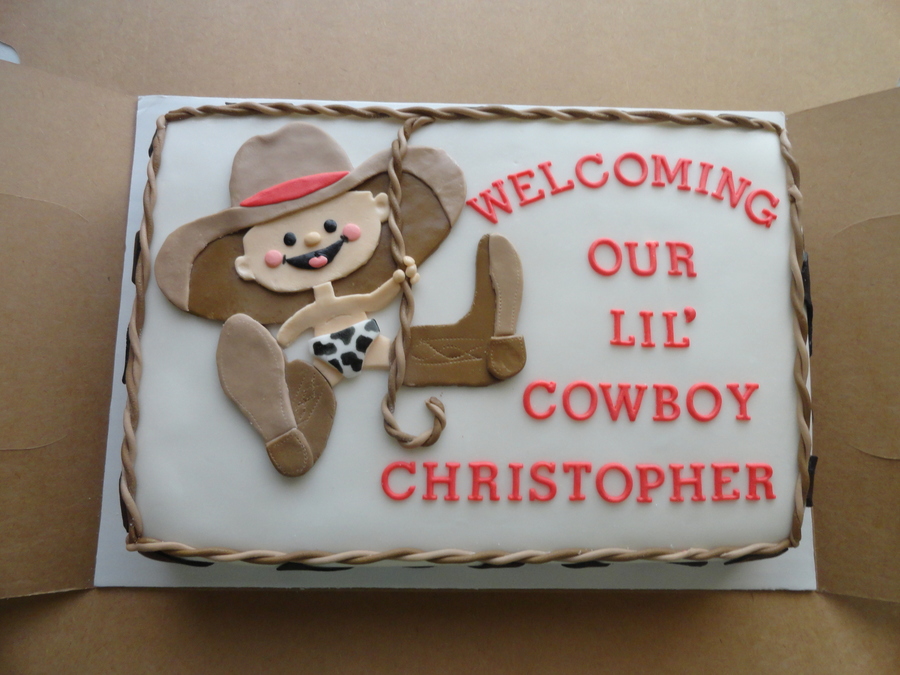 Cowboy Baby Shower Cake Made To Match The Decorations Vanilla Cake