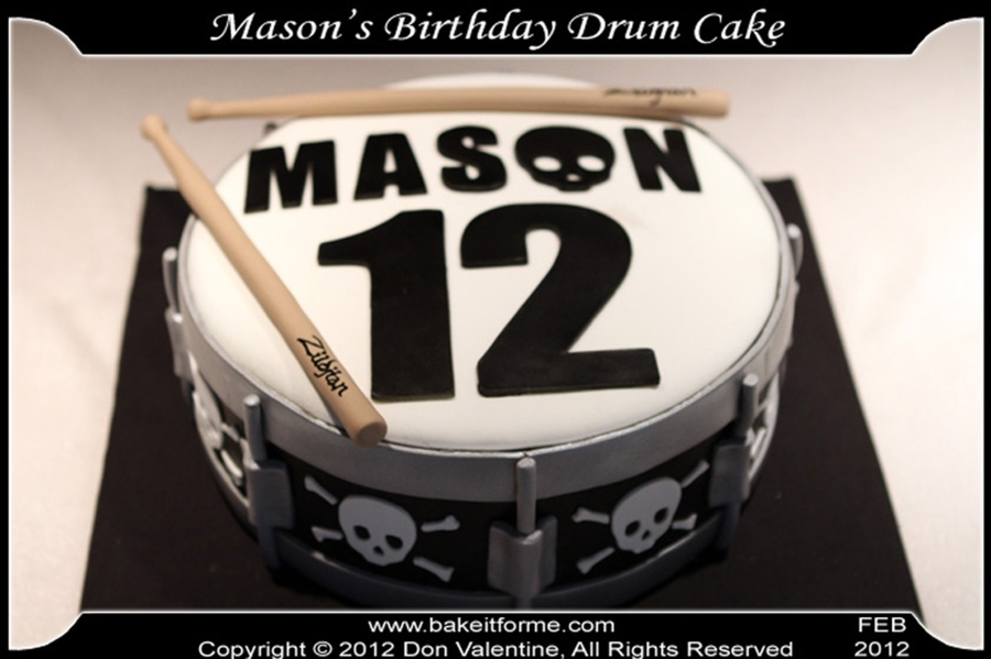 Snare Drum Fondant Birthday Cake