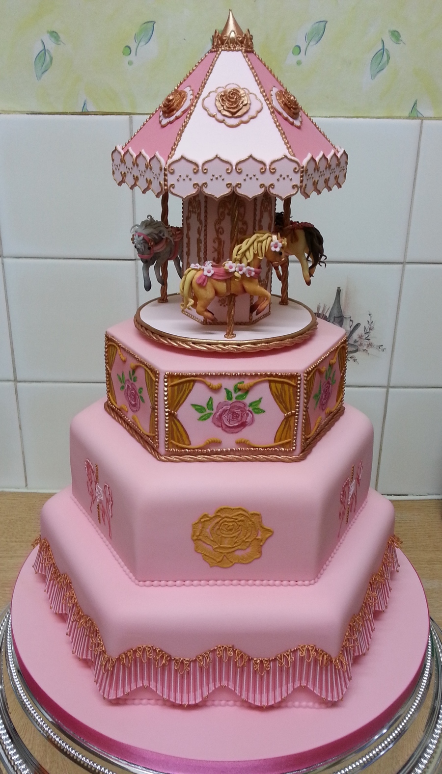 Carousel Christening Cake - CakeCentral.com