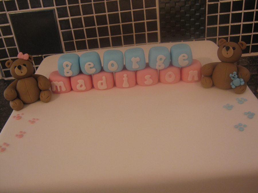 Joint Boy And Girl Christening Cake