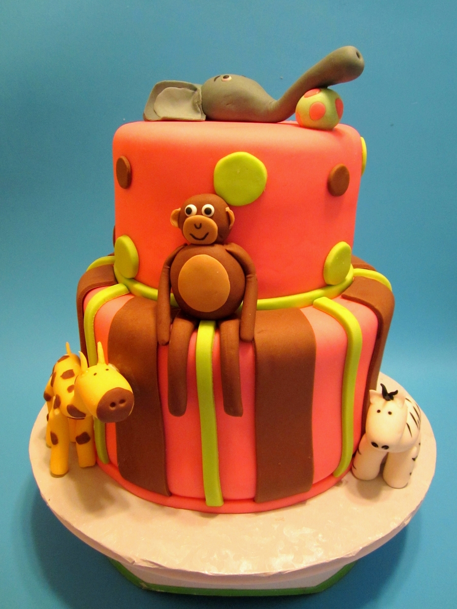 Animal Baby Shower Cake - CakeCentral.com