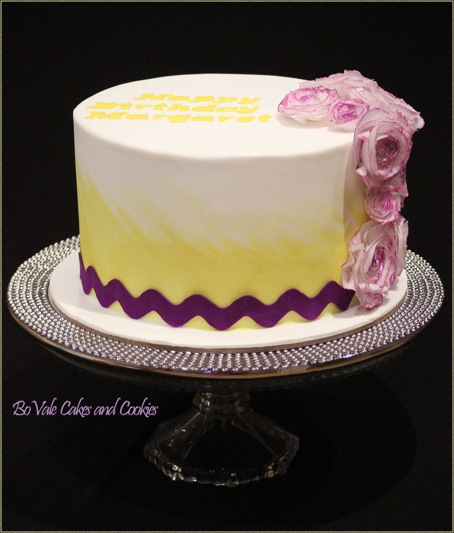 Chocolate Cake With Flowers Made From Rice Paper Thanks For