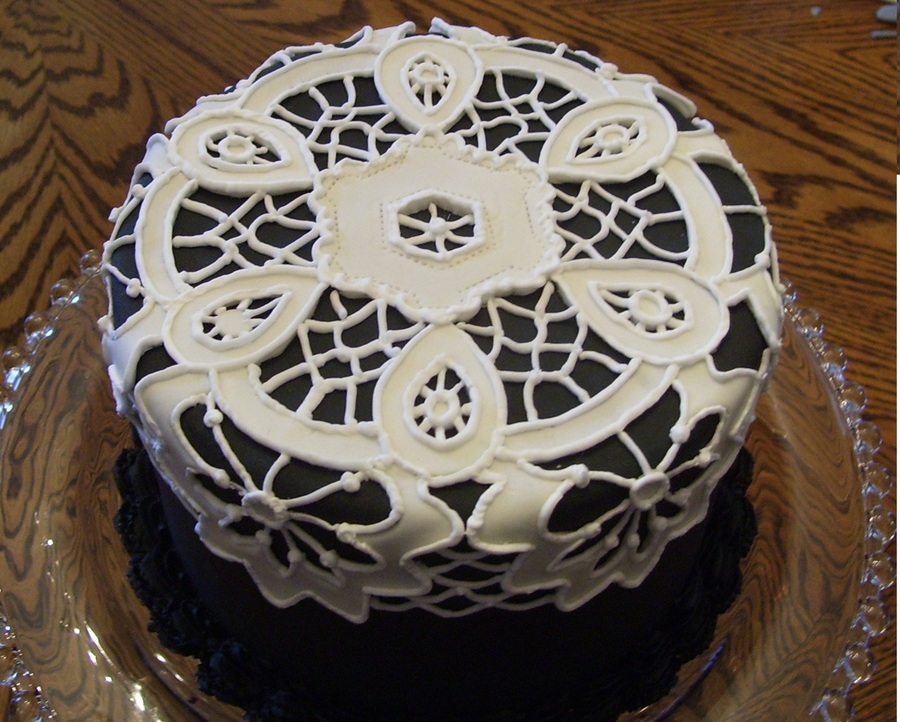 Lace Cake Made With Fondant And Royal Icing.