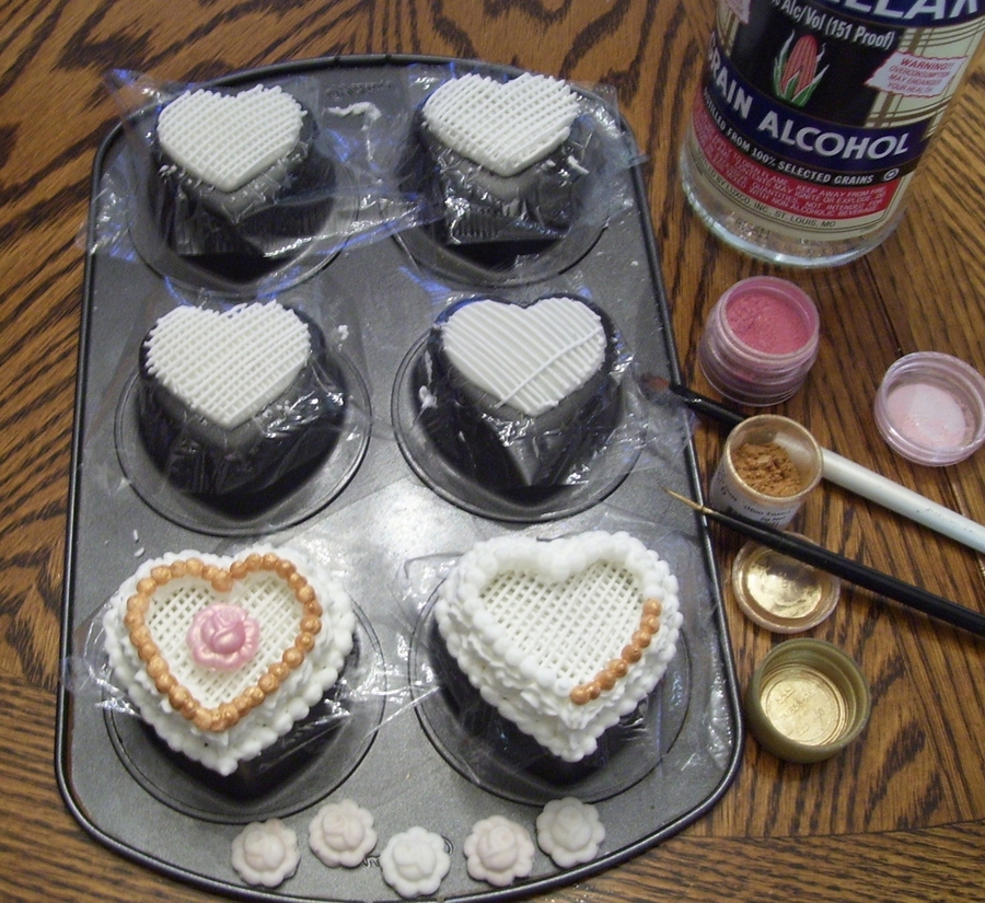 Royal Icing Hearts In Different Stages