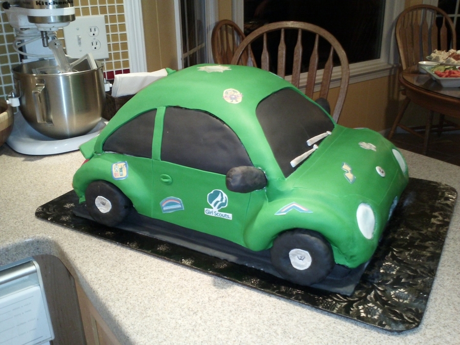 Girl Scout Themed Vw Beetle Birthday Cake CakeCentral Girl Scout Themed Vw Beetle Birthday Cake CakeCentral