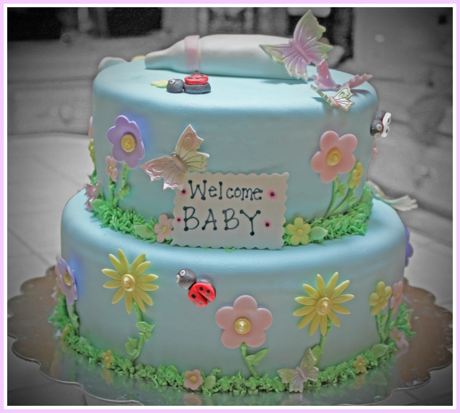 Garden Baby Shower Cake - CakeCentral.com