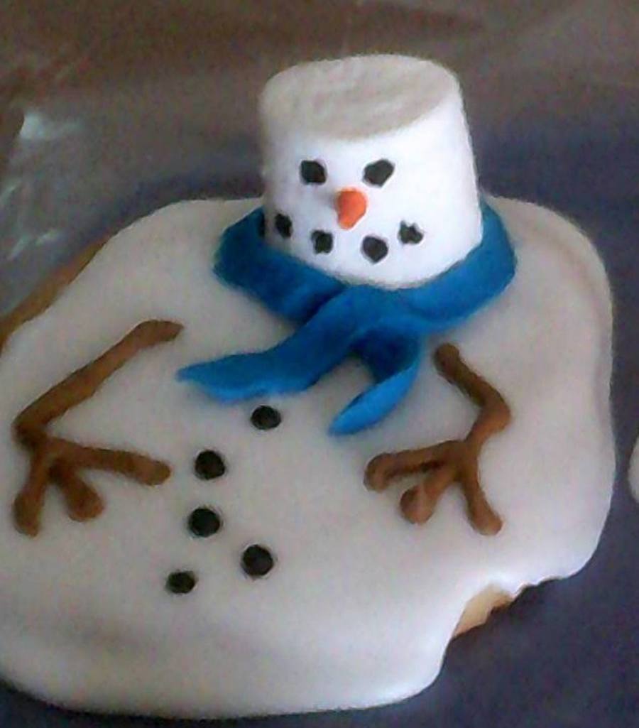 Sugar Cookie With White Royal Icing Marshmallow Head