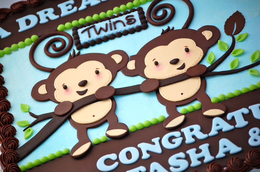 Twin Monkeys Sheet Cake